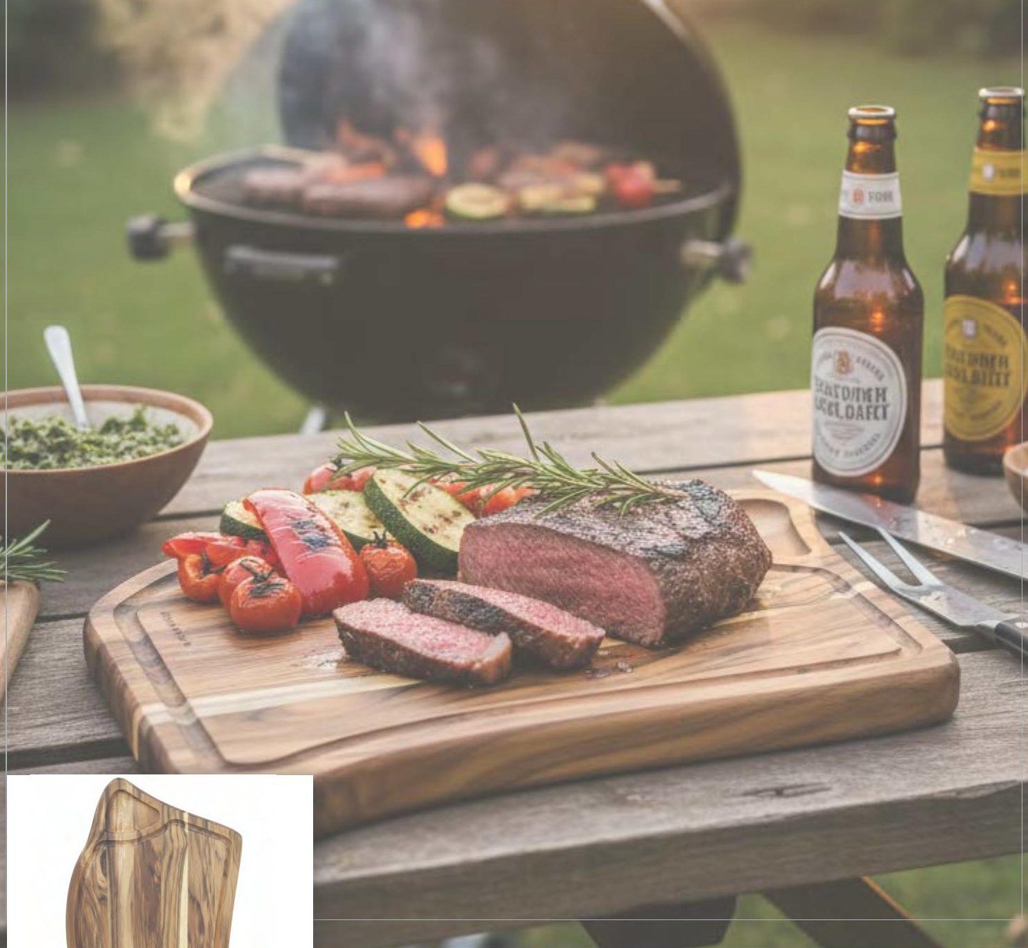 Picanha em tábua de madeira nobre BravaWood